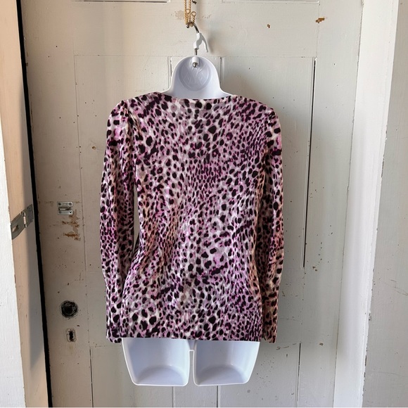 Talbot's Animal Leopard Print Merino Wool Puff Sleeves Knit Sweater - Picture 3 of 13